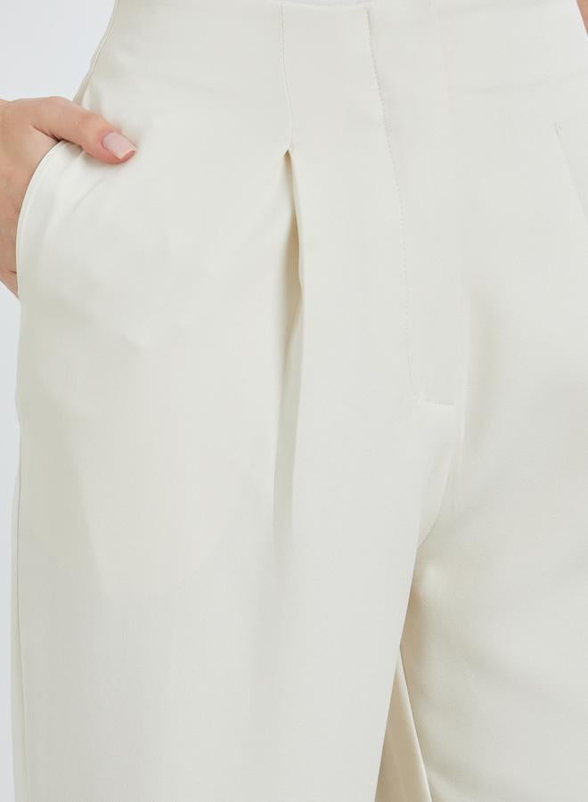 Styli Women Cream Wide Leg Trousers - Image 2